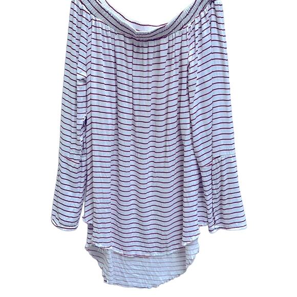 FAITHFULL *Dream* off shoulder tunic top in red Muse stripe 6 - Picture 1 of 10